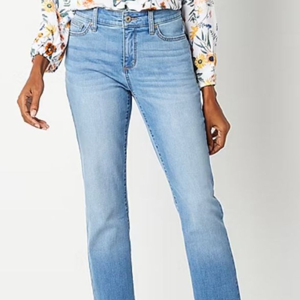 SC - St. John's Bay Womens Mid Rise Secretly Slender Straight Leg Jean